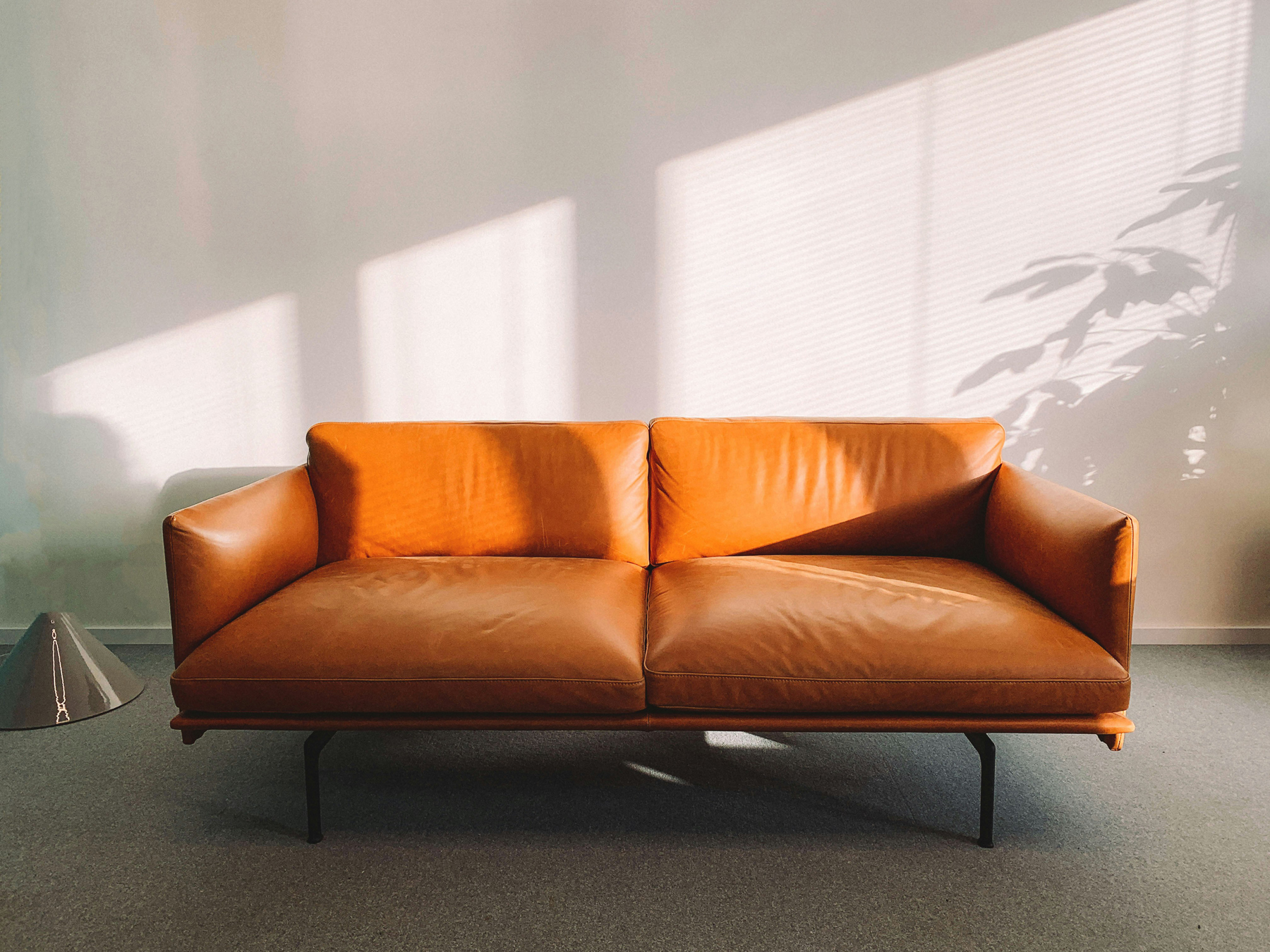 Ledersofa in belüftetem Wohnzimmer